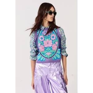 NEW LANHTROPY kimchee glitter knitted top in kimchie blue